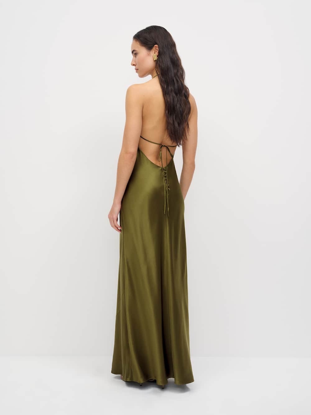 Reformation Jeany Silk Dress In Moss Garden, new without tags, unworn, no flaws. - Picture 4 of 9